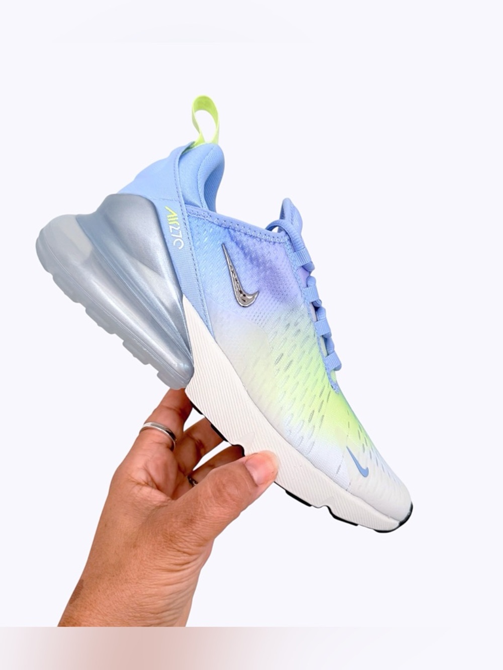 Nike Air Max 270 Aluminum Hydrangeas Metallic Silver Women’s Sneakers - Picture 2 of 7